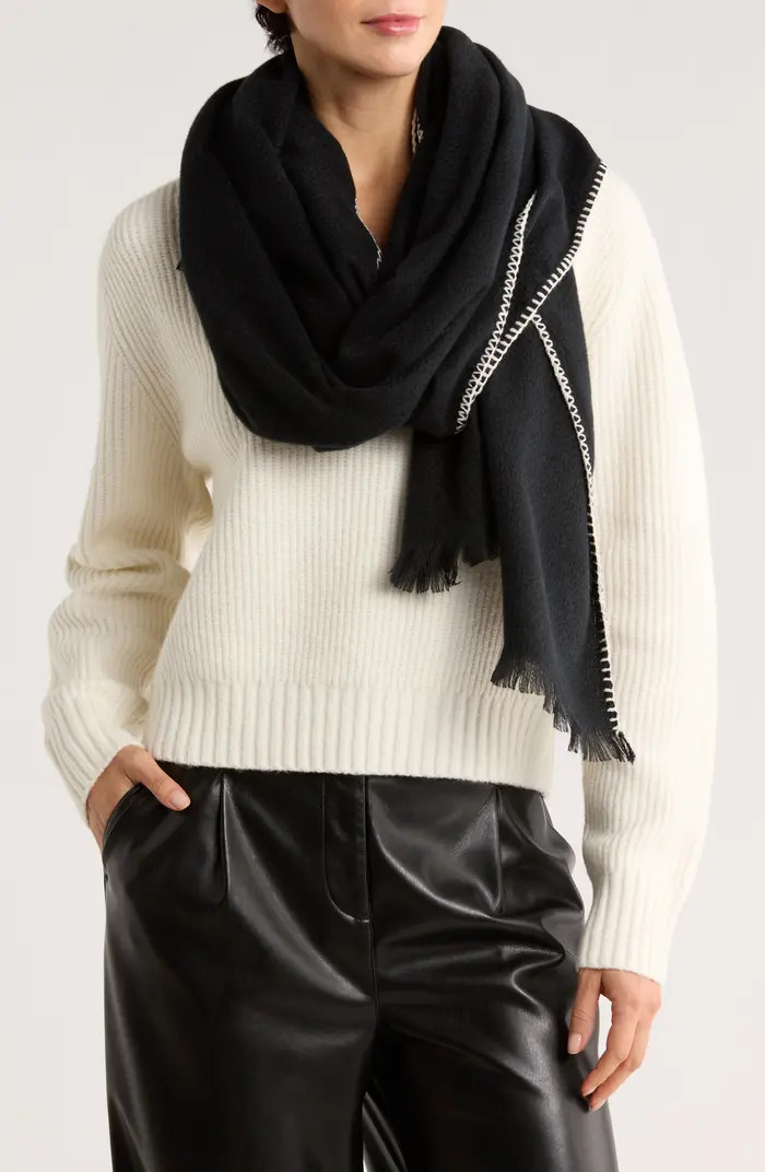 Vince Camuto Whipstitch Basketweave Knit Scarf | Nordstromrack | Nordstrom Rack