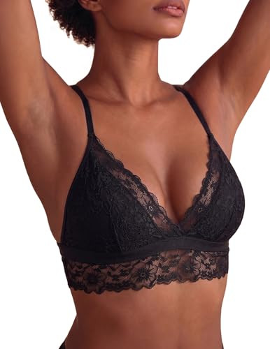 Avidlove Women's Wireless Bralette Full Coverage Lace Bralette Minimizer Bralettes for Women Black L | Amazon (US)