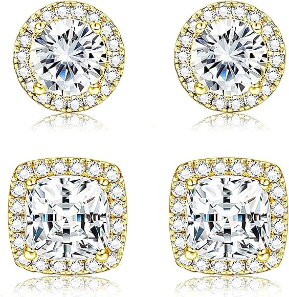 Dochais 925 Sterling Glod Silber Cubic Zirkonia Ohrringe Damen Ohrstecker Set 18K Vergoldete Hypo... | Amazon (DE)