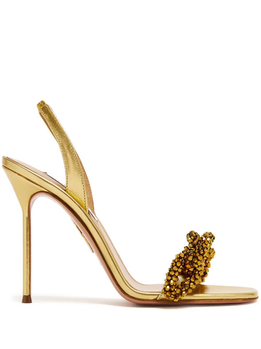 Aquazzura Chain Of Love 105mm Sandals | Gold | FARFETCH UK | Farfetch Global