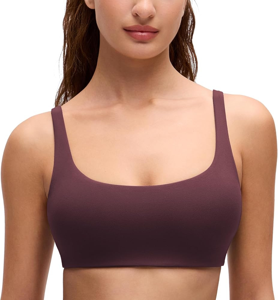 CRZ YOGA Butterluxe Square Neck Spaghetti Strap Sports Bras for Women - Low Coverage Yoga Wireles... | Amazon (US)