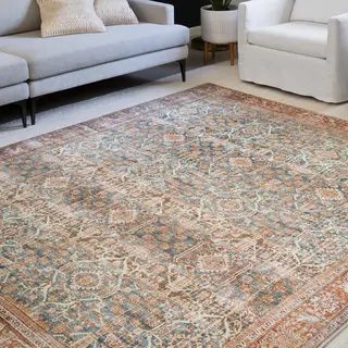 Alexander Home Isabelle Traditional Vintage Border Printed Area Rug | Bed Bath & Beyond