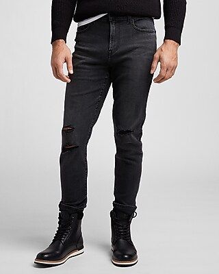 Skinny Destroyed Black Hyper Stretch Jeans | Express
