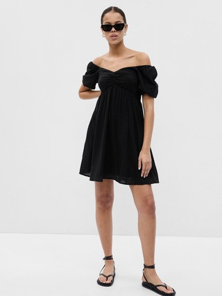 Puff Sleeve Empire Waist Mini Dress | Gap (CA)