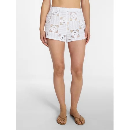 Time and Tru Women s and Women s Plus Cotton Crochet Coverup Shorts Sizes XS-3X | Walmart (US)