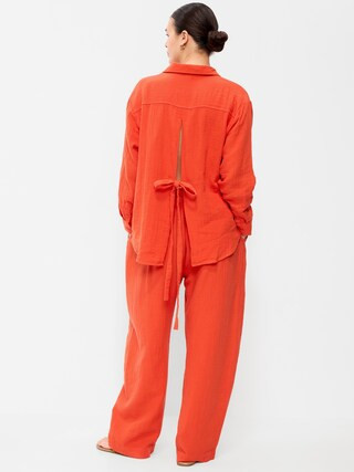 High-Waisted Crinkle Gauze Barrel Ankle Pants | Old Navy (US)