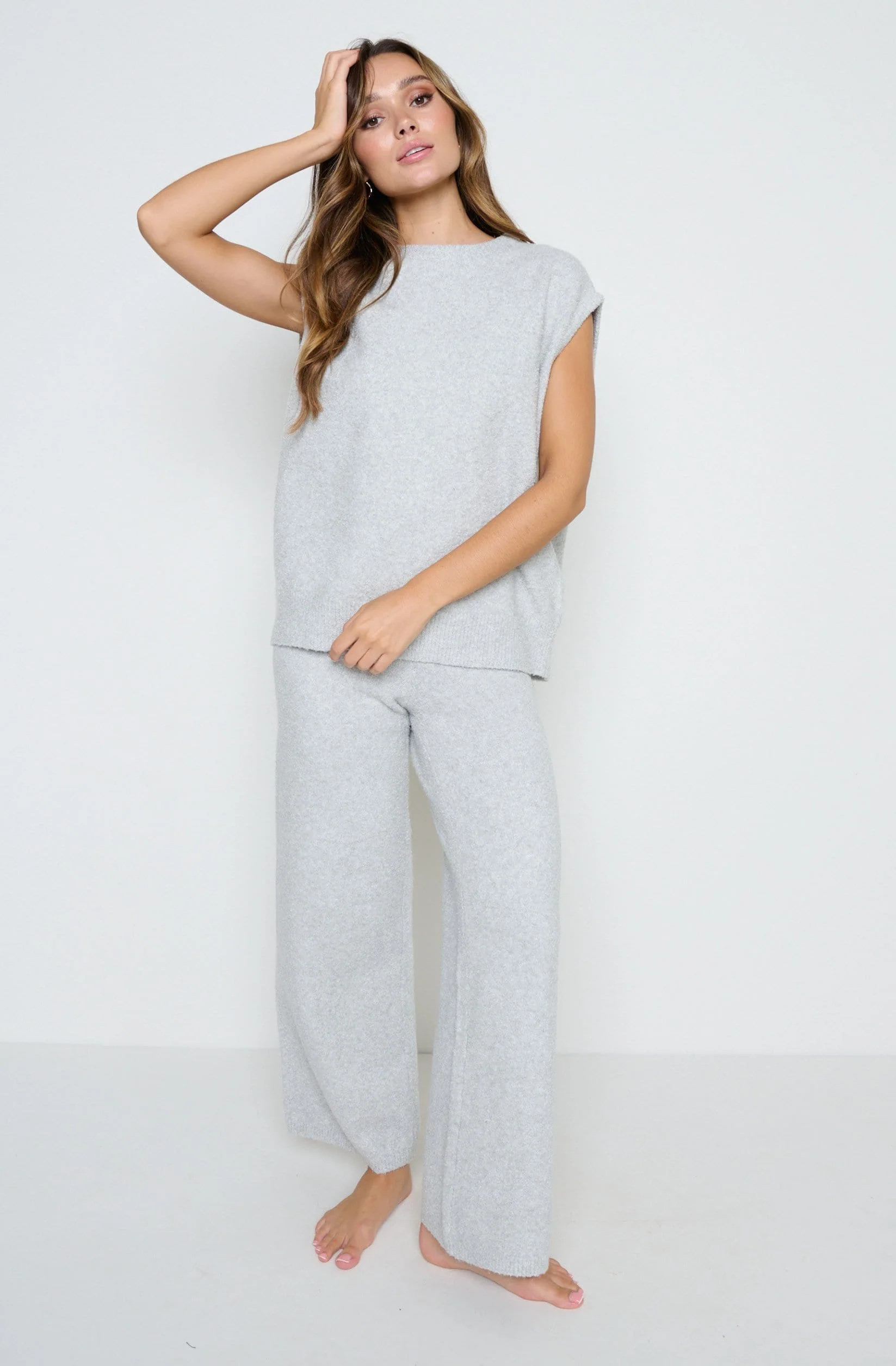 Millie Knit Trousers - Grey | Pretty Lavish (UK)
