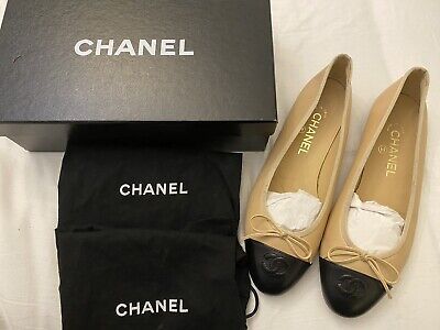 Chanel Ballet Flats in Beige And Black - Size 39/6 - Worn Twice - 100% Authentic  | eBay | eBay UK