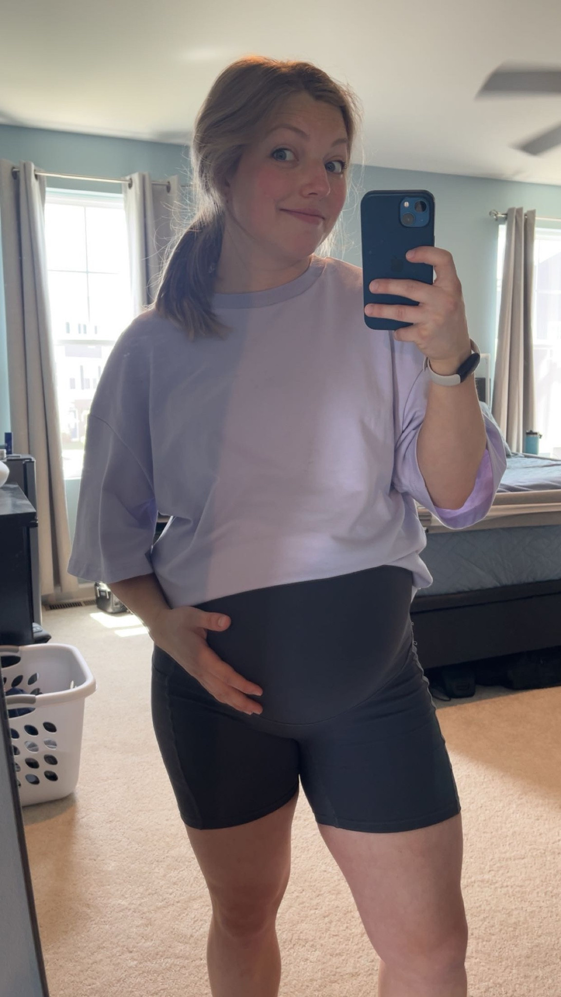 These maternity biker shorts are the perfect length and thickness to keep you cool AND covered through each stage of pregnancy. They come in lots of color and multipack options. And did I mention they have pockets?!

(5’2.5”, Size M)
#MaternityFaves

#LTKBump #LTKmomlife #LTKActive