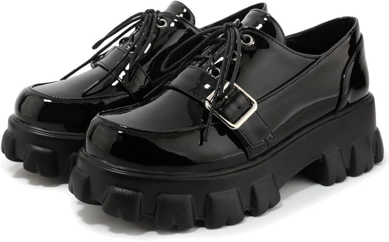 KOKOMOMO Womens Platform Oxford Shoes Chunky Platform Loafers Goth Buckle Shoes | Amazon (US)