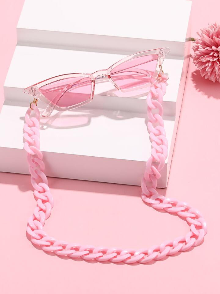 Tinted Lens Fashion Glasses With Fashion Glasses Chain For Daily Life Decoration | SHEIN