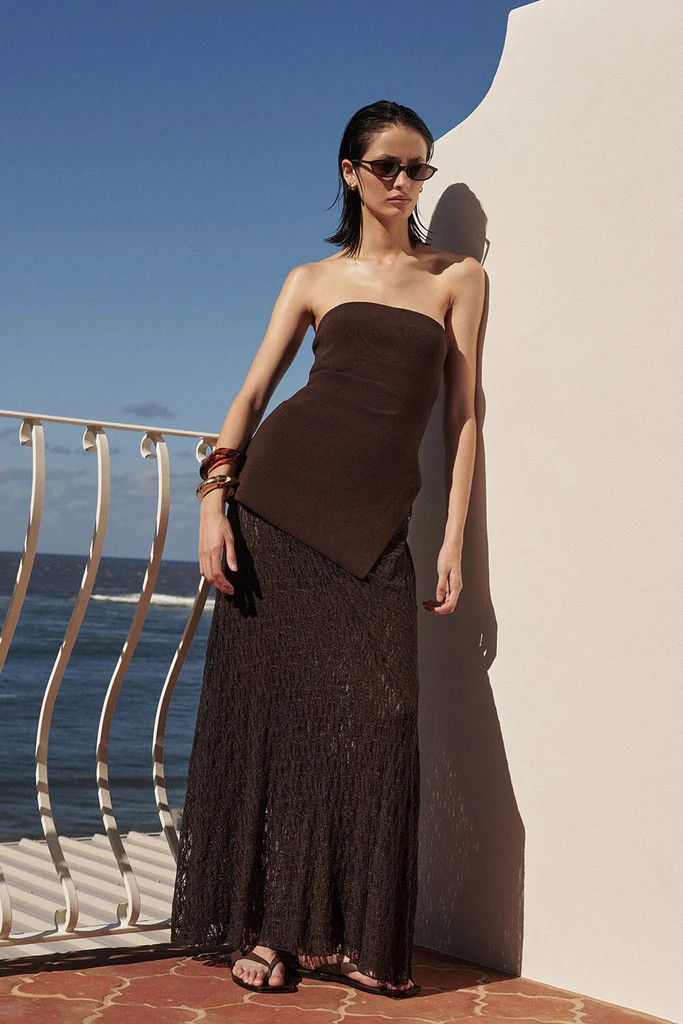 LIZZIE DARK CHOC LAYERED LACE SKIRT | DISSH