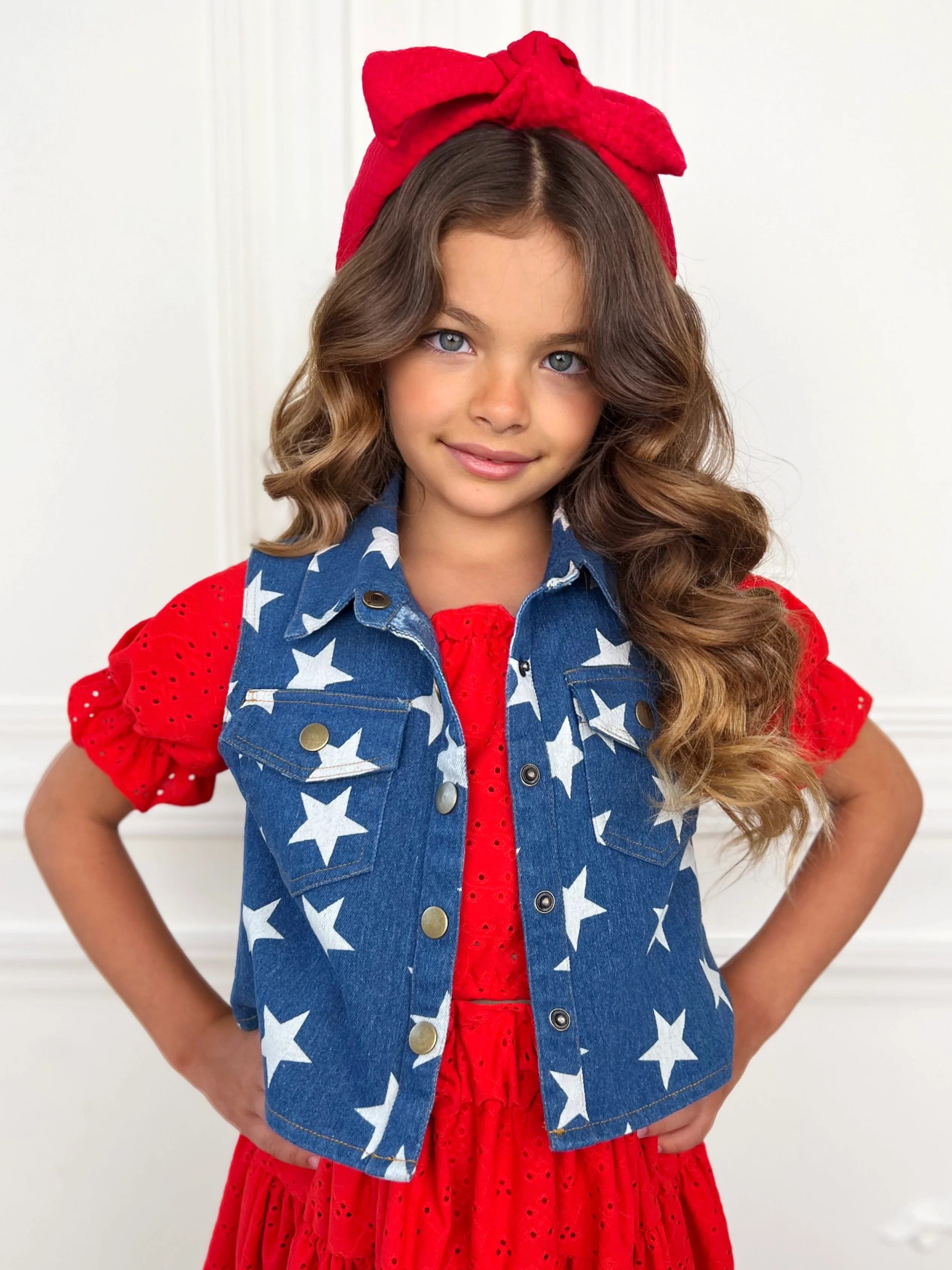 Starstruck Americana Denim Vest | Mia Belle Girls