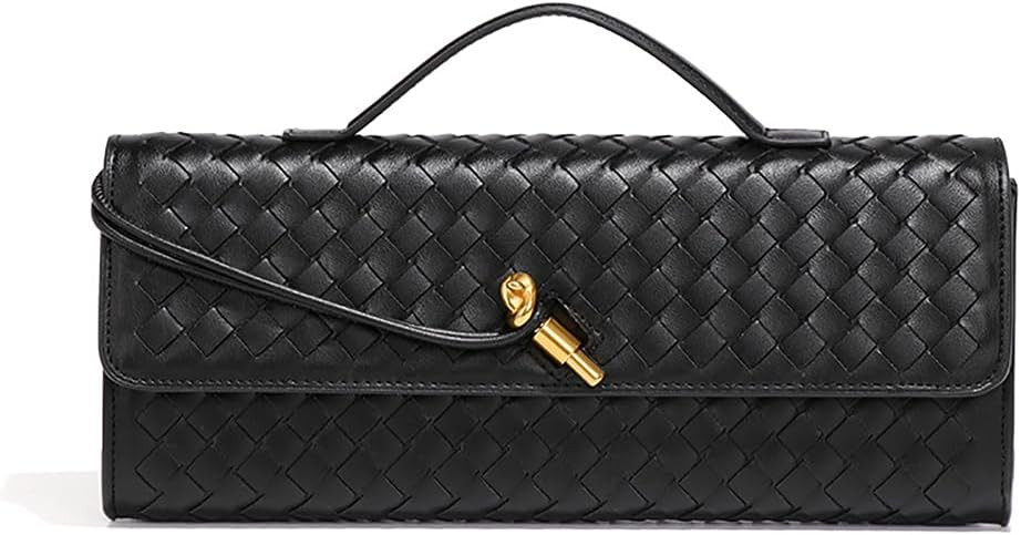 Evening Woven Clutch Purse for Women Casual Fashion Satchel Shoulder Handbag Vegan Leather Crossb... | Amazon (US)