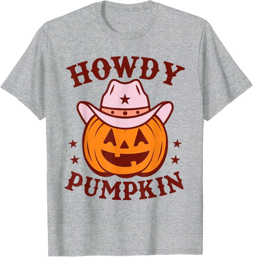 Retro Howdy Pumpkin Autumn Western Halloween Vintage Cowboy T-Shirt | Amazon (US)