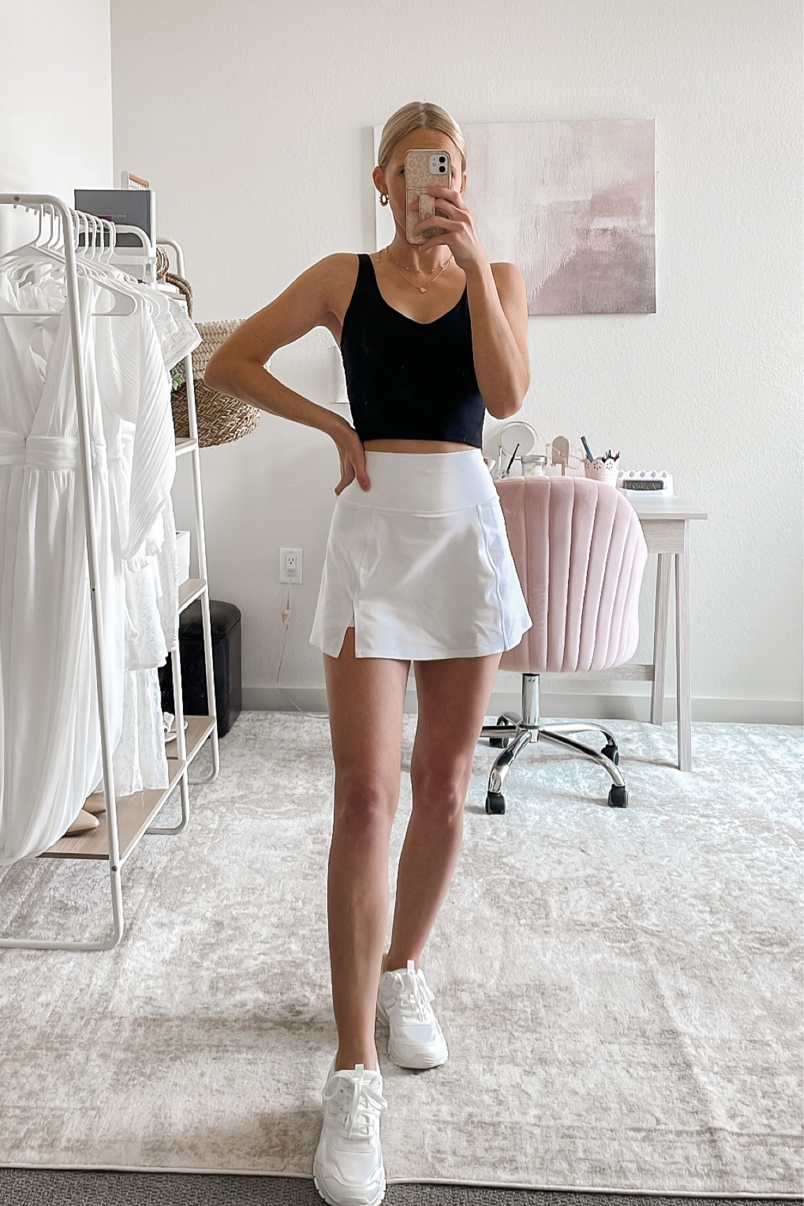 Pickleball outfit ✨ Wearing this black Amazon workout tank in a small and this Abercrombie YPB tennis skirt in white 😍 Size XS in the white tennis skirt. 

Tennis outfit, workout outfit, Disney outfit, tennis skirt outfit, athletic wear, Amazon athletic wear, casual  athleisure outfit ideas, pickle ball, Amazon workout tank, cropped sports bra, white sneakers, white tennis skirt outfit, active skirt, workout skirt #pickleball #pickleballoutfit #pickleballskirt #tennisskirt #whitetennisskirt

#LTKFind #LTKtravel #LTKfit