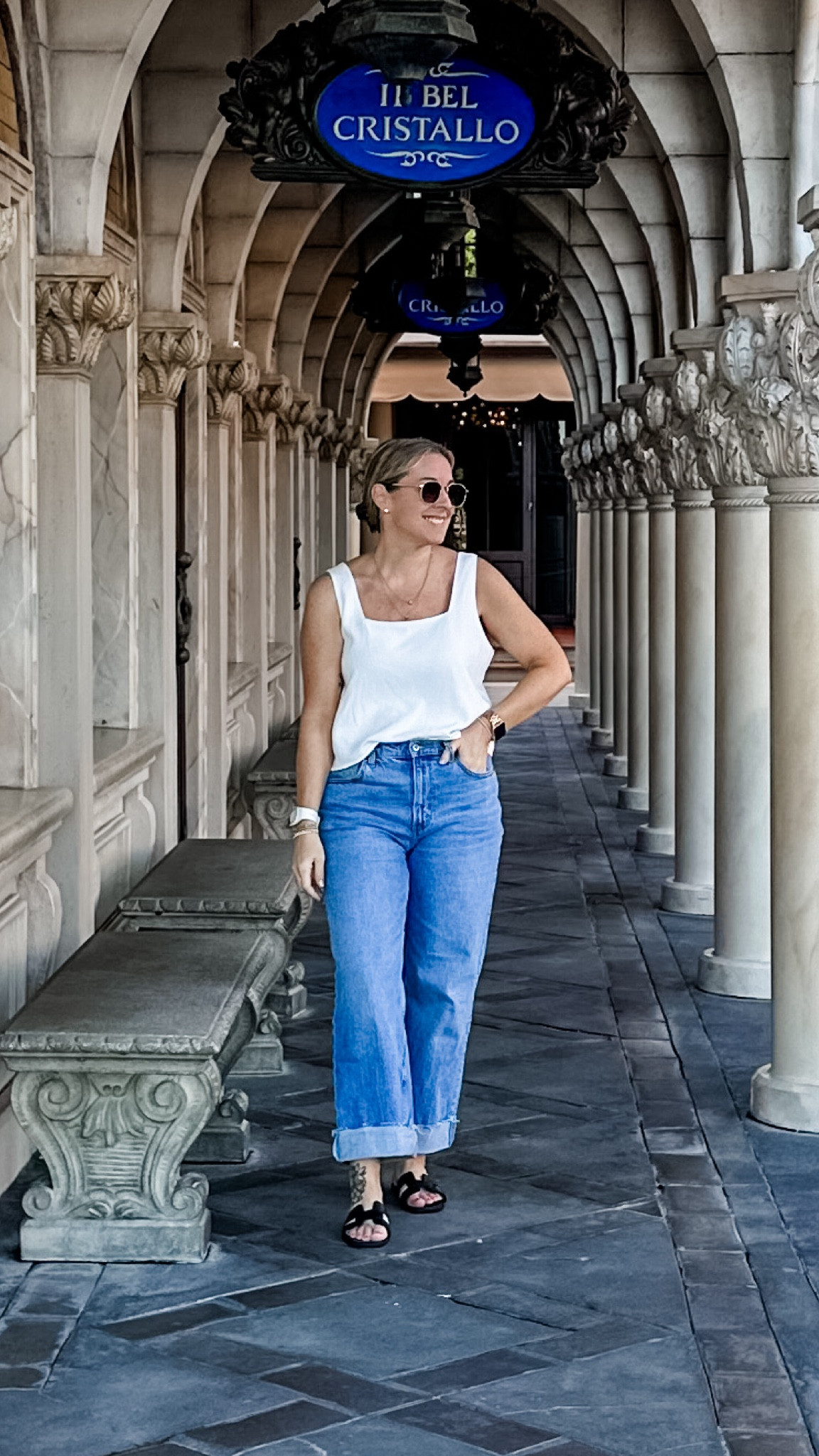 Wore this on our last day! All throughout Epcot (again) and Hollywood Studios (again). I added a sweater when I was cold and this ended up being my plane ride home outfit. Medium tank (bc it comes as a set with matching pants) and tts 29 short jeans that I cuffed myself  

#LTKfindsunder50 #LTKtravel #LTKstyletip