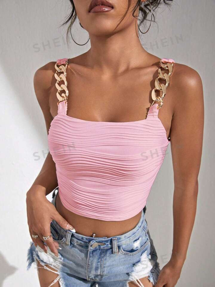 SHEIN BAE Chain Detail Crop Cami Top | SHEIN