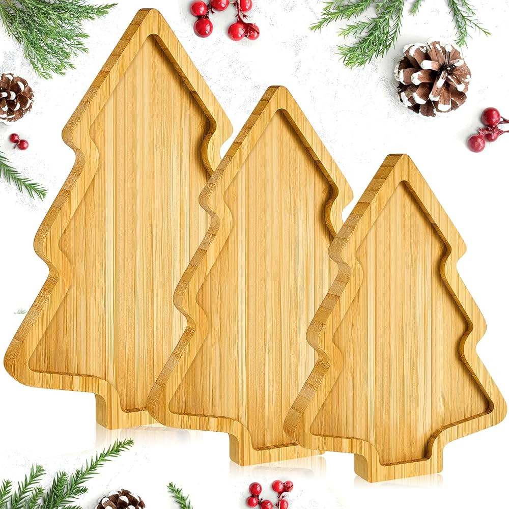 Patelai 3 Pieces Christmas Charcuterie Boards Christmas Tree Wooden Cutting Board with Handle Woo... | Amazon (US)