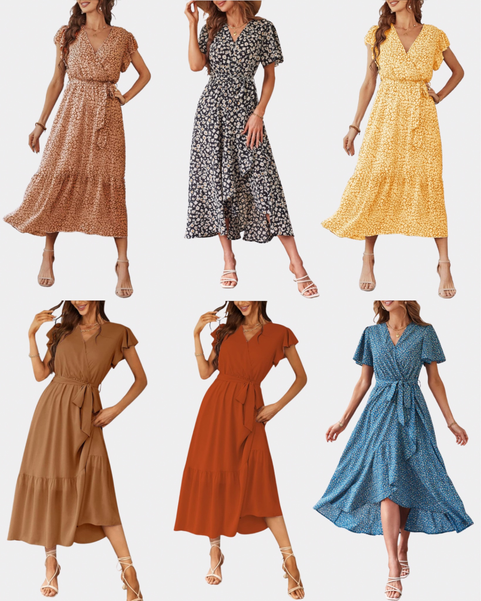 Amazon Boho Floral Dress in pretty fall colors. Flutter sleeve. Wrap style top. Midi length.

Add a jean jacket or cropped button-down cardigan, for fall layers.

#LTKSeasonal