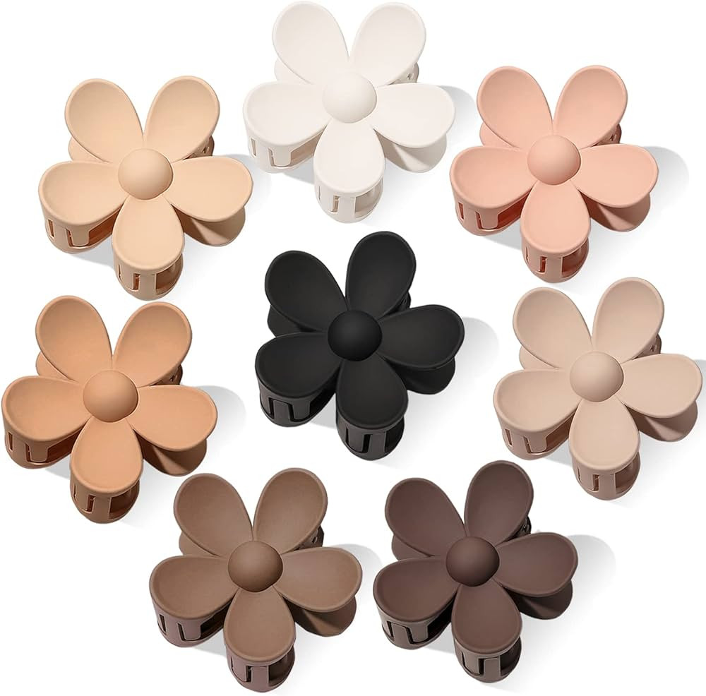 Flower Hair Clips Big 8PCS Cute Daisy Matte Strong Hold Jaw Claw Clips Large Hair Clamps Thick Th... | Amazon (US)