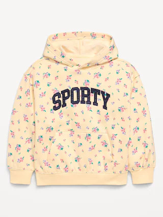 Printed Loose Pullover Hoodie for Girls | Old Navy (US)