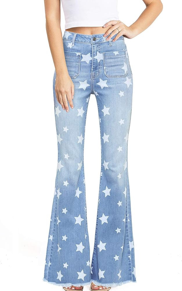 Cello Jeans Women's Juniors High Rise Star Denim Flares | Amazon (US)