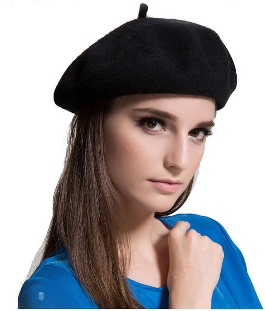 MAYMII Wool Black Beret Hat - French Beret -Solid Color Beret Cap for Women Girls | Amazon (US)