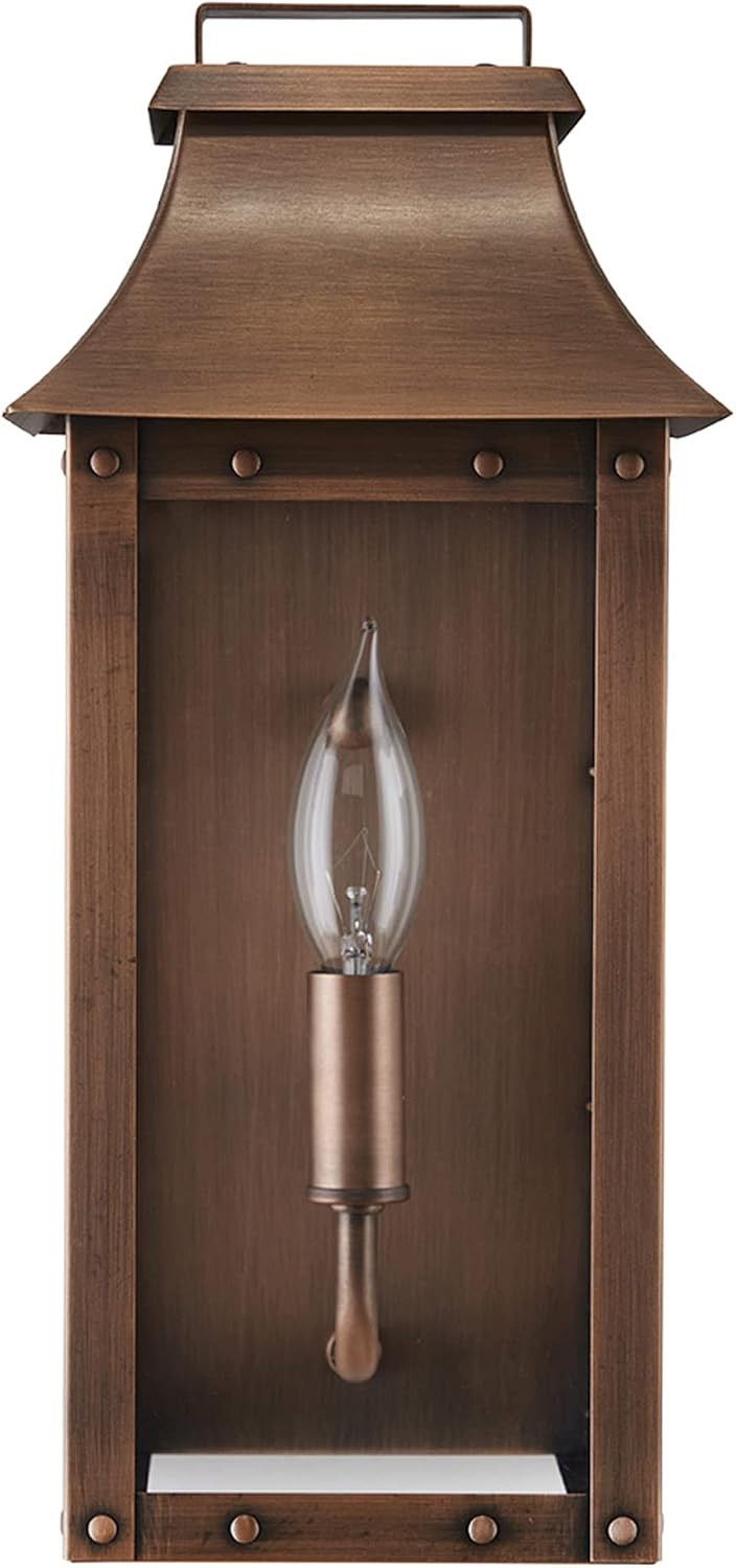 Acclaim Lighting 8413CP | Vintage Solid Copper One Light Dimmable Wall Mounted Outdoor Wet Rated Lantern with Clear Glass | Hand Crafted Classic Colonial America Design (Copper Patina - Style Three) | Amazon (US)