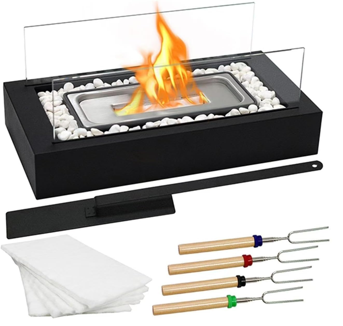 Metal Rectangle Table Top Firepit - Smores Maker Kit with 4 Roasting Sticks Indoor Tabletop Fire ... | Amazon (US)