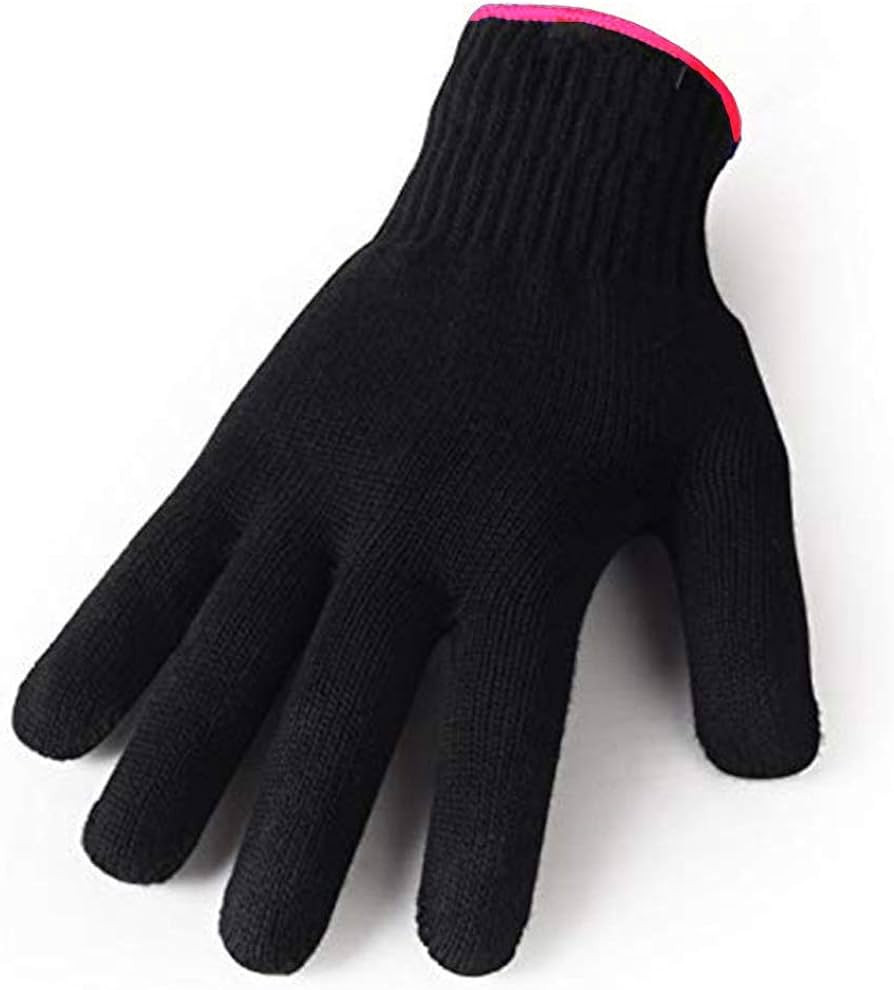Heat Resistant Glove for Hair Styling, Curling Iron, Flat Iron and Curling Wand, Black, Pink Edge... | Amazon (US)