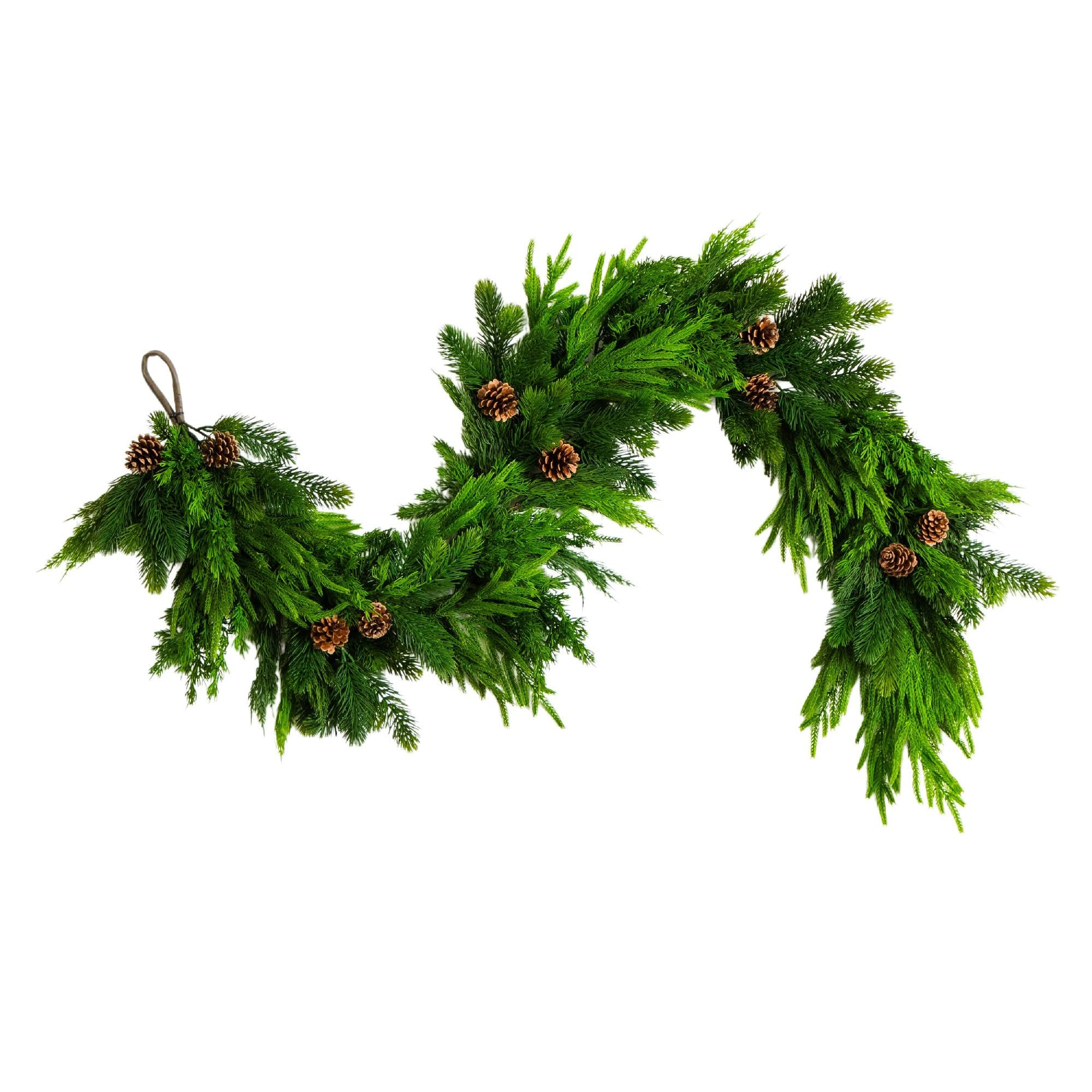 Nearly Natural 6ft Artificial Mixed Pine and Norfolk Garland with Pinecones for Christmas Decorat... | Amazon (US)