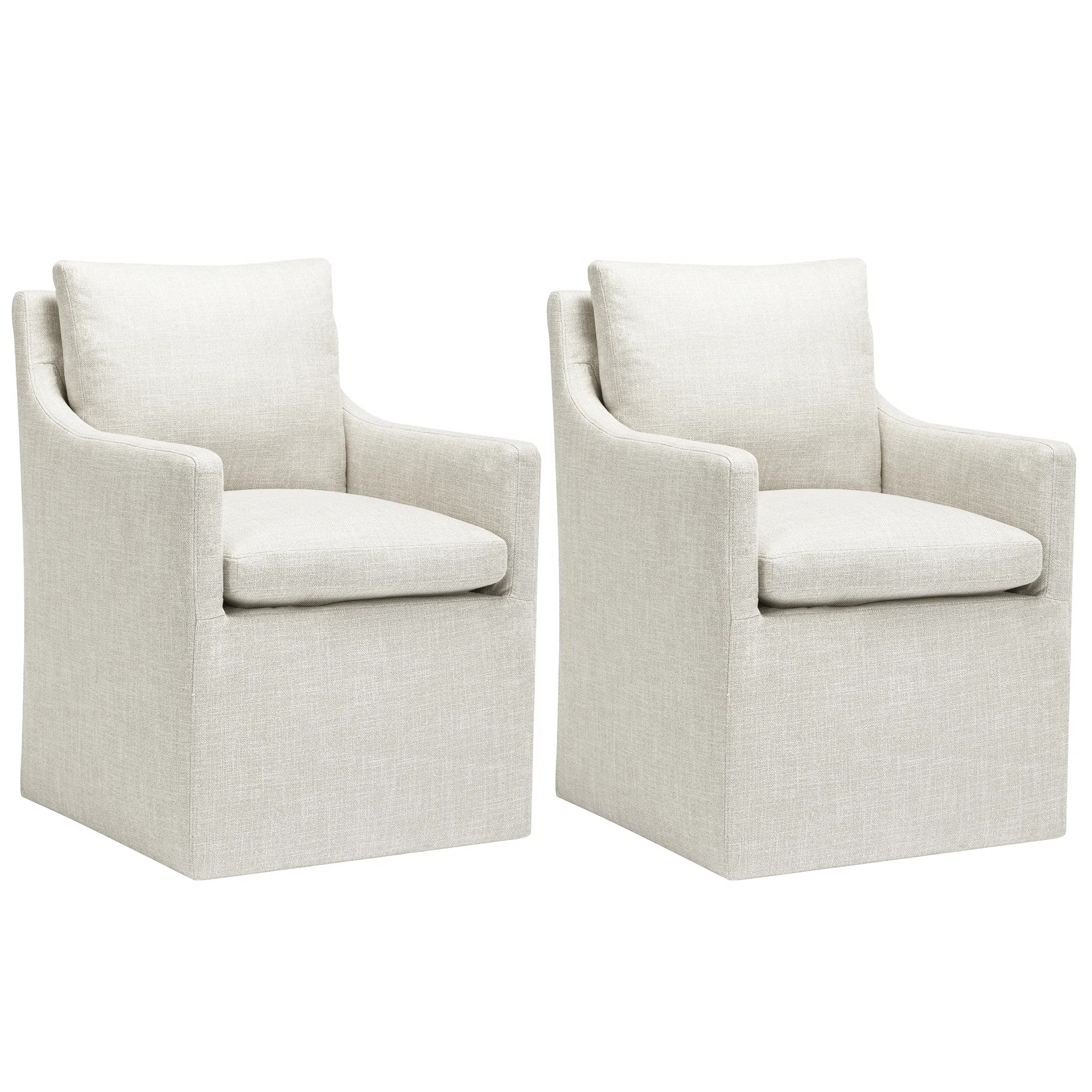 Modern Skirted Upholstered Dining Armchair with Removable Cushion | Wayfair North America