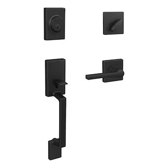 Home Front by Schlage Etchings-Crosbie Matte Black Single Deadbolt Keyed Entry Door Handleset wit... | Lowe's