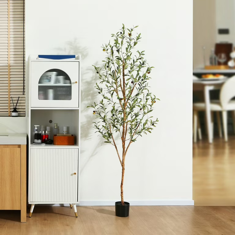 6 ft Artificial Olive Plants with Realistic Leaves and Natural Trunk, Silk Fake Potted Tree with ... | Walmart (US)