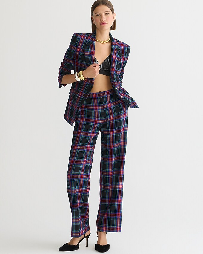 Full-length Sydney wide-leg pant in Stewart tartan wool blend | J. Crew US
