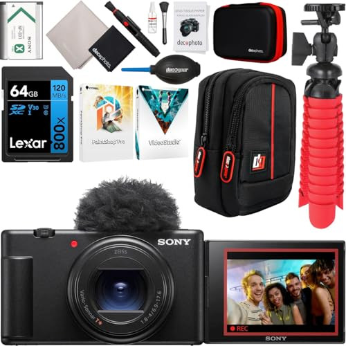 Sony ZV-1 II Vlog Camera with 4K Video & 20.1MP for Content Creators and Vloggers Black ZV-1M2/B Bundle with Deco Gear Case + 64GB Memory Card + Grip/Tripod 2 in 1 + Software + Accessories Kit | Amazon (US)