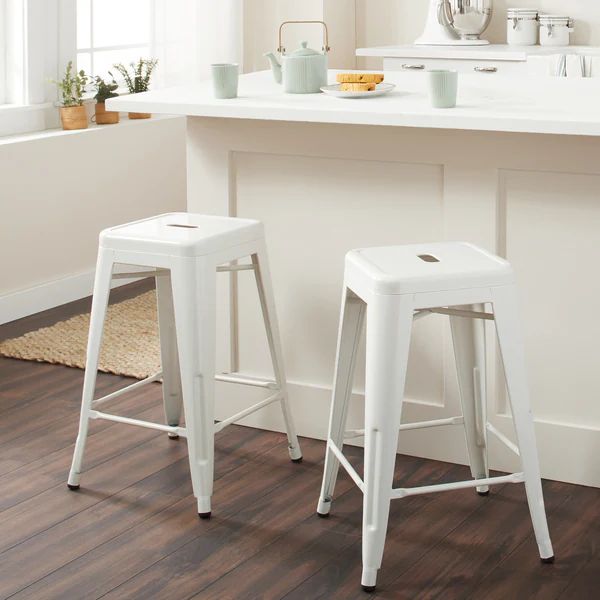 Tabouret 24-inch White Metal Counter Stools (Set of 2) | Bed Bath & Beyond