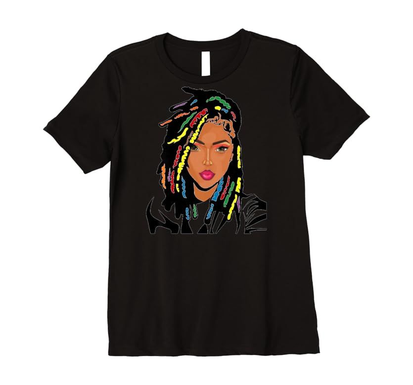 Natural Hair Black Women LOC'd Dreadloc Beauty Design 2 Premium T-Shirt | Amazon (US)