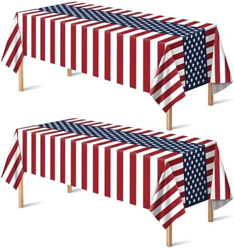 OHOME 4th of July Decorations - Patriotic American Flag Plastic Tablecloth for 250th Anniversary ... | Amazon (US)