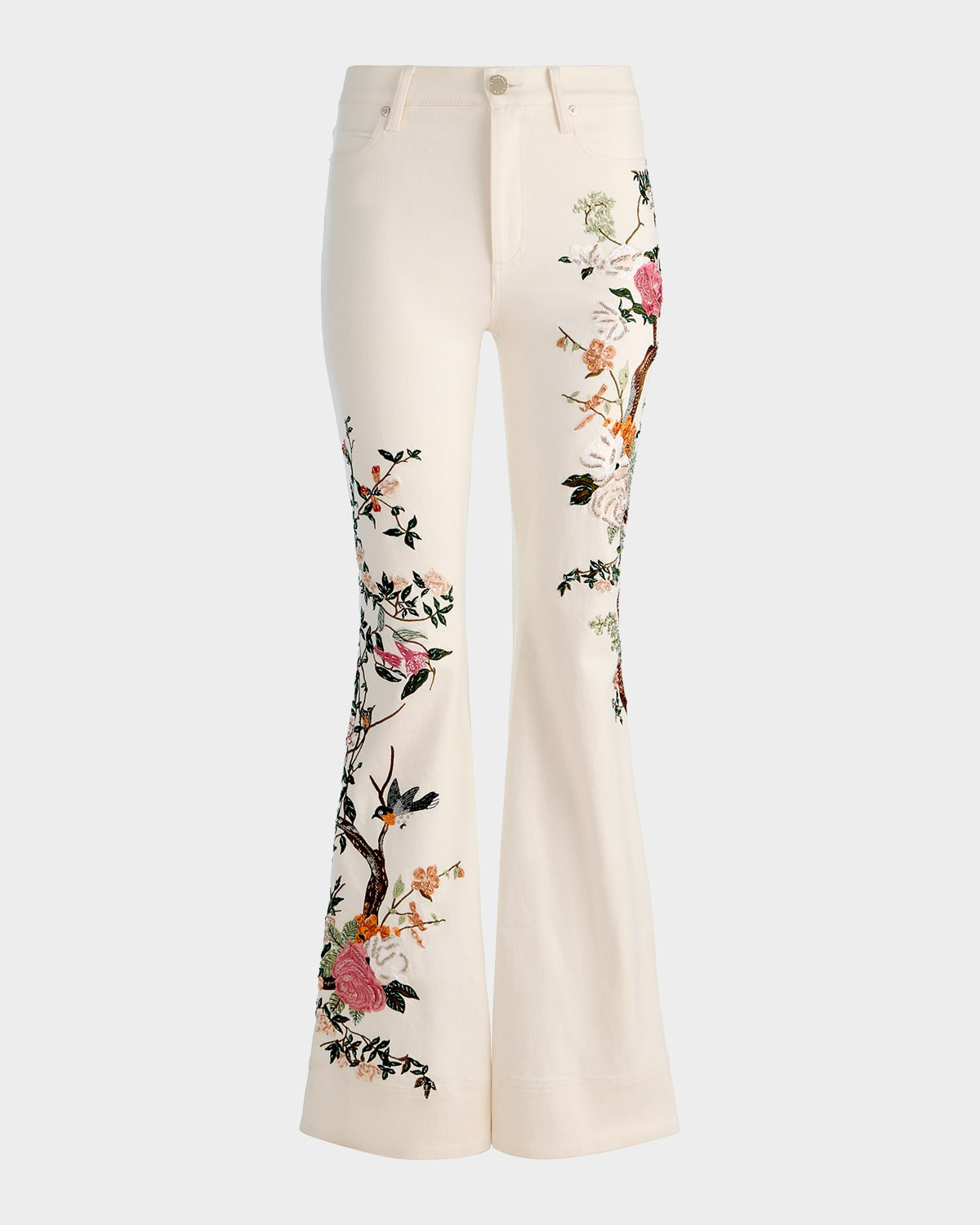 Beautiful Floral Embroidered Bell-Bottom Jeans | Neiman Marcus