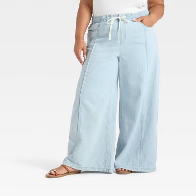 Women's High-Rise Drawstring Wide Leg Relaxed Fit Beach Pants - Universal Thread™ | Target