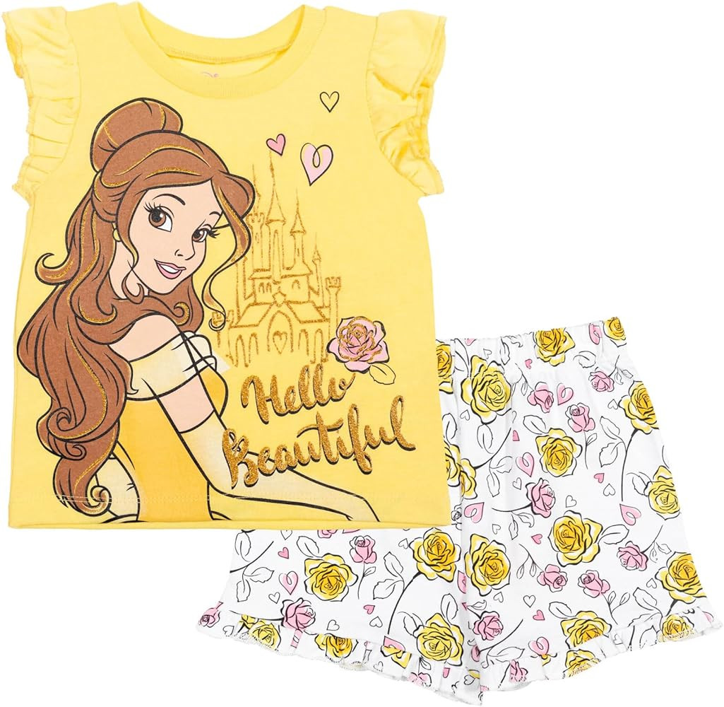 Disney Princess T-Shirt and French Terry Shorts Outfit Set Infant to Big Kid | Amazon (US)