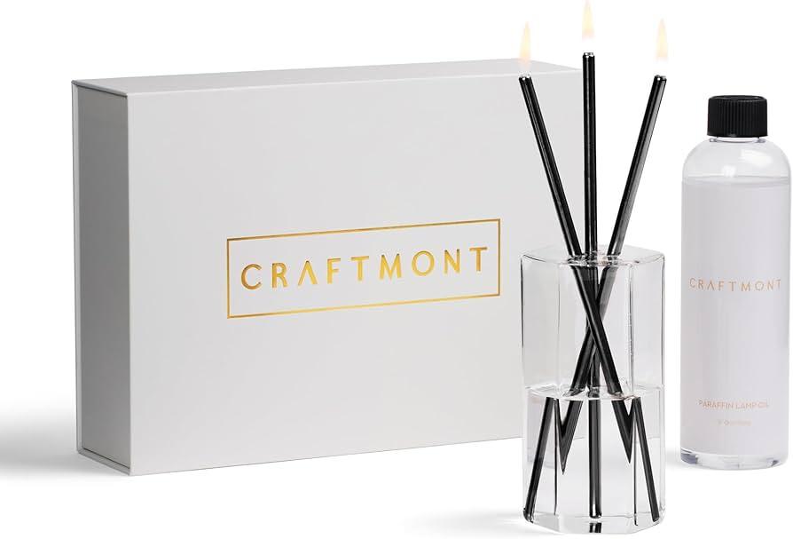 Refillable Candle Set - Unscented Paraffin Oil Candles Set with Metal Candlesticks, Glass Vase & ... | Amazon (US)