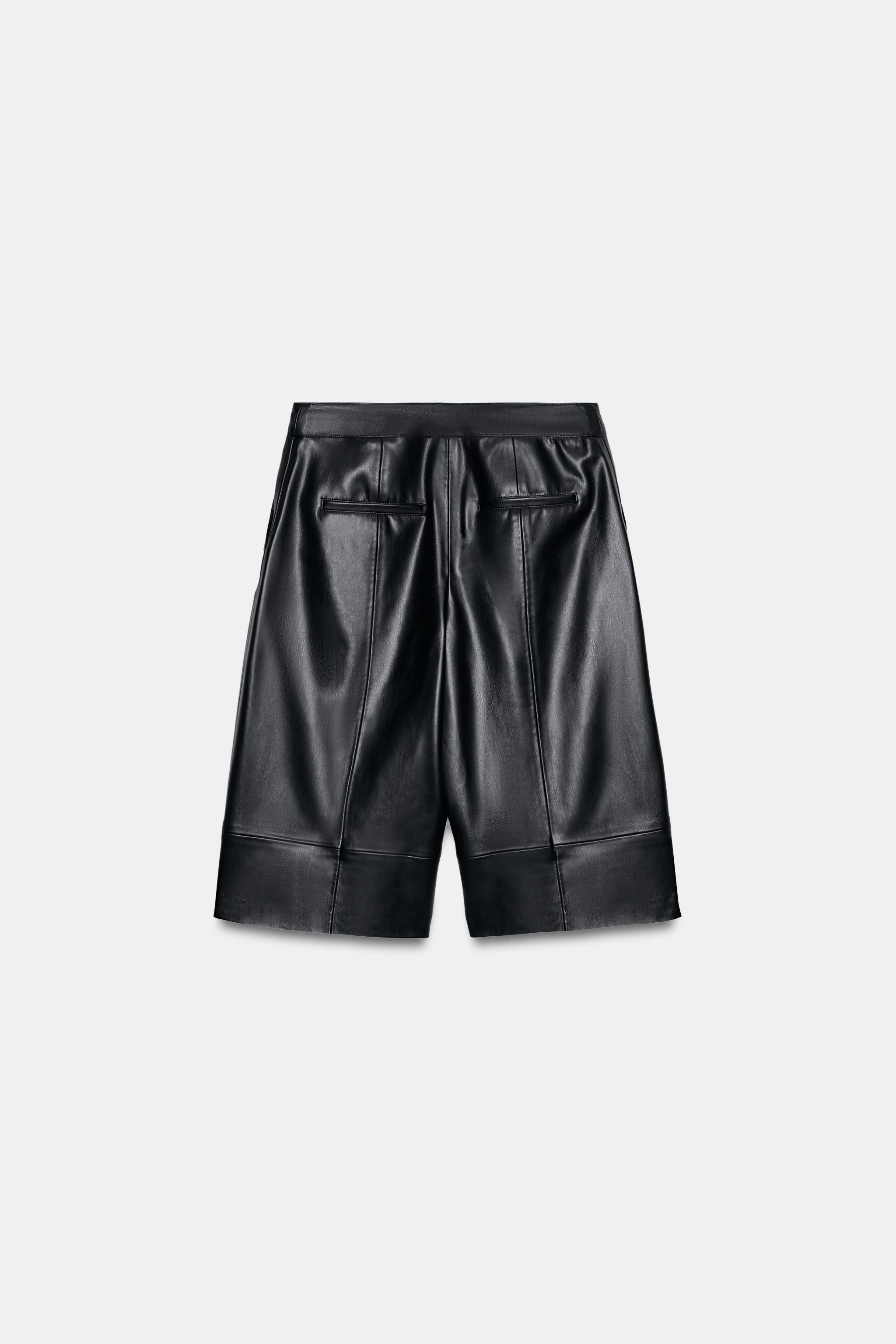 FAUX LEATHER LONG SHORTS | Zara US