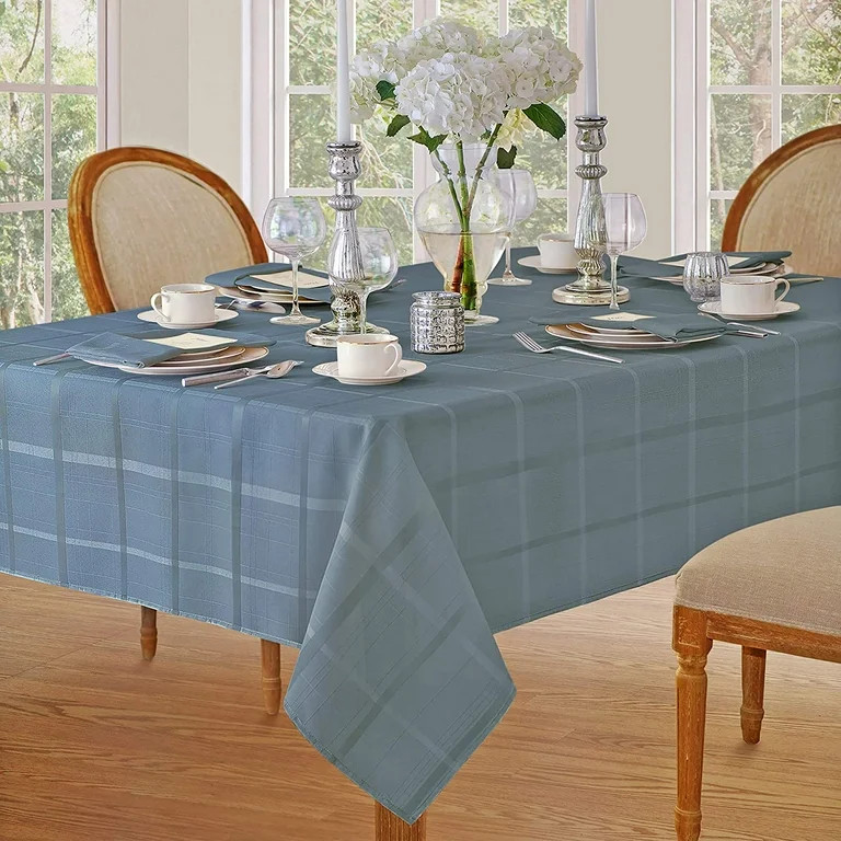 Newbridge Shadow Blue Elegance Plaid 52 x 70 inch Rectangle Fabric Dining Room Party Tablecloth | Walmart (US)