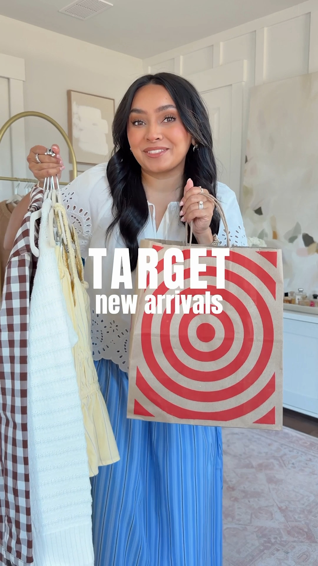  Target Spring Outfits!
For reference: I’m 5’0, petite, 32b bra size, and 2/26 in bottoms, pear shaped. 
*Everything I share is unaltered! TTS means true to size. Between size 5-6.5 in shoes

White eyelet top size xs TTS
Blue strip midi skirt size xs TTS - more maxi length on  me
Clear heels size 5 TTS

Yellow top size xs TTS
Yellow stripe pants size xs - a little long me so i rolled the waistband down one time and wore a low heel
Tan sandals size 5 TTS

Brown gingham jacket size xs TTS
White tank size xs petite TTS
White jeans size 2 petite TTS
Brown sandals size 5 TTS

Green dress size xs TTS
Clear heels size 5 TTS

Cream white crochet pull over sweater size xs TTS
Cream white pull on crochet pants size xs TTS
Sandals size 5 TTS

Resort wear 2026
Spring outfits
Petite style
Vacation outfits
Vacation outfits beach 






 

 

#LTKSaleAlert #LTKootd #LTKPetite