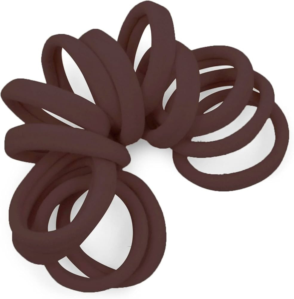 Cyndibands Dark Brown Seamless Hair Ties - Extra Gentle Soft and Stretchy Nylon Fabric Ponytail H... | Amazon (US)