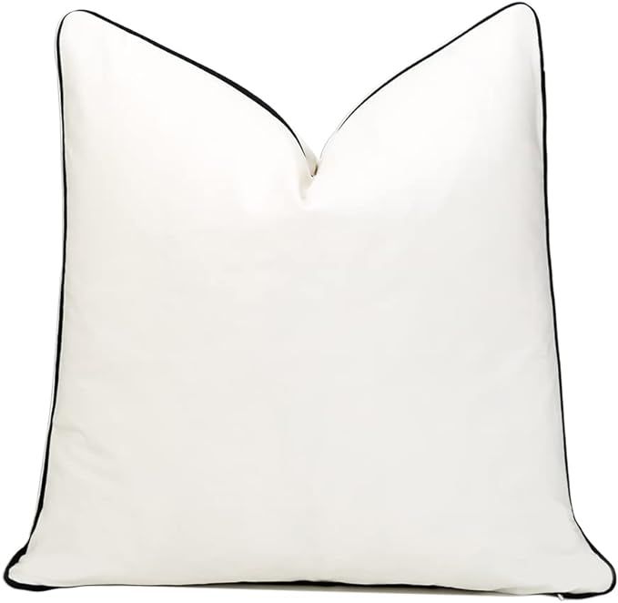 THE-TINOART Square Solid White Black Velvet Throw Pillow Covers 22x22 Soft Decorative Cushion Cov... | Amazon (US)