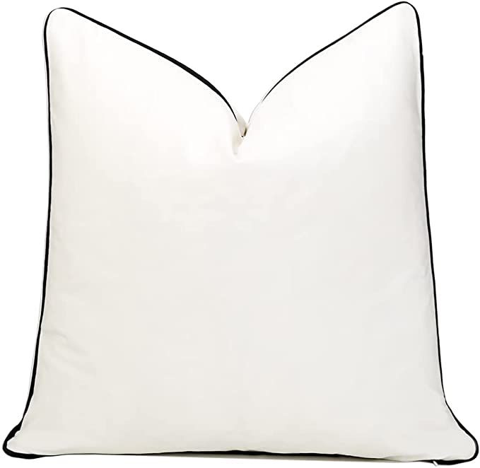 THE-TINOART Square Solid White Black Velvet Throw Pillow Covers 22x22 Soft Decorative Cushion Cov... | Amazon (US)